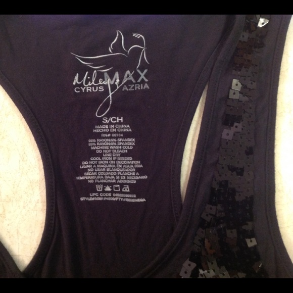 MILEY CYRUS & MAX AZRIA TANK BLACK SEQUINED NWOT - Picture 3 of 4